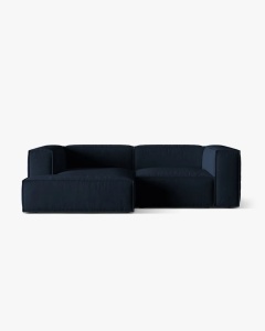 COLTAR NURIA, PE STANGA, ALBASTRU INCHIS, 252X147 CM, TAPITAT CU TAPITERIE DIN TEXTIL CATIFEA PARIS, MICADONI