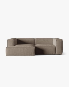 COLTAR NURIA, PE STANGA, GRI CALD, 252X147 CM, TAPITAT CU TAPITERIE DIN TEXTIL CATIFEA PARIS, MICADONI