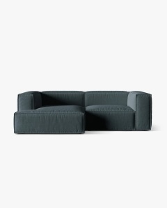 COLTAR NURIA, PE STANGA, PETROL INCHIS, 252X147 CM, TAPITAT CU TAPITERIE DIN TEXTIL STRUCTURAT LIBERTY, MICADONI