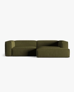 COLTAR NURIA VERDE MUSCHI, PE DREAPTA, 292X110 CM, TAPITAT CU TAPITERIE DIN TEXTIL CATIFEA PARIS, MICADONI