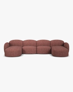 COLTAR PANORAMIC, CU 6 LOCURI, BLAIR, 354X167, ROSU, CU TAPITERIE DIN TEXTIL STRUCTURAT BALTIMORE, MICADONI