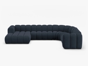 COLTAR PANORAMIC LUPIN, 370, PE DREAPTA, ALBASTRU MARIN, CU TAPITERIE DIN TEXTIL CHENILLE EDEN, MICADONI