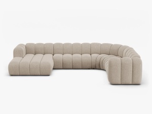 COLTAR PANORAMIC LUPIN, 370, PE DREAPTA, BEJ INCHIS, CU TAPITERIE DIN TEXTIL CHENILLE EDEN, MICADONI