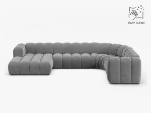 COLTAR PANORAMIC LUPIN, 370, PE DREAPTA, GRI DESCHIS, CU TAPITERIE DIN TEXTIL CATIFEA VENUS, MICADONI