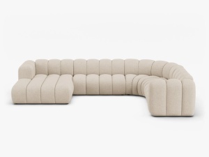 COLTAR PANORAMIC LUPIN, 370, PE STANGA, BEJ, CU TAPITERIE DIN TEXTIL BOUCLE BALOO, MICADONI