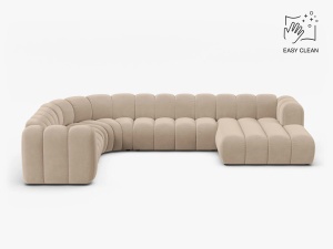 COLTAR PANORAMIC LUPIN, 370, PE STANGA, BEJ, CU TAPITERIE DIN TEXTIL CATIFEA VENUS, MICADONI
