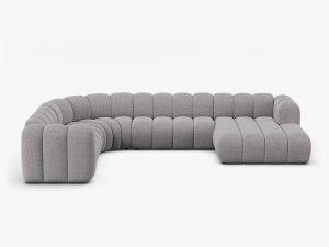 COLTAR PANORAMIC LUPIN, 370, PE STANGA, GRI DESCHIS, CU TAPITERIE DIN TEXTIL CHENILLE EDEN, MICADONI