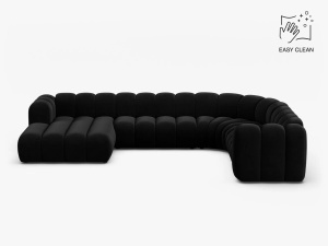COLTAR PANORAMIC LUPIN, 370, PE STANGA, NEGRU, CU TAPITERIE DIN TEXTIL CATIFEA VENUS, MICADONI