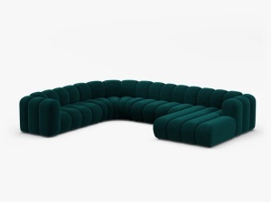 COLTAR PANORAMIC LUPIN, 370, PE STANGA, PETROL INTENS, CU TAPITERIE DIN TEXTIL CATIFEA VENUS, MICADONI - Img 2
