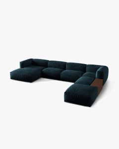 COLTAR PANORAMIC MARTINA, ALBASTRU INCHIS, 406 CM, DREAPTA, CU TAPITERIE DIN TEXTIL CATIFEA VOGUE, MICADONI - Img 2