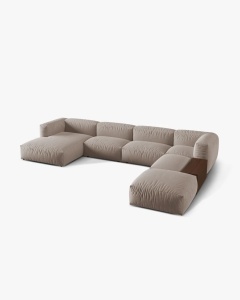 COLTAR PANORAMIC MARTINA, BEJ INCHIS, 406 CM, DREAPTA, CU TAPITERIE DIN TEXTIL STRACTURAT BOSTON, MICADONI - Img 2