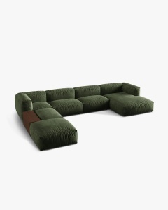 COLTAR PANORAMIC MARTINA, VERDE, 406 CM, STANGA, CU TAPITERIE DIN TEXTIL CATIFEA VOGUE, MICADONI - Img 2