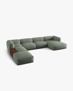 COLTAR PANORAMIC MARTINA, VERDE MUSCHI, 406 CM, STANGA, CU TAPITERIE DIN TEXTIL STRACTURAT BOSTON, MICADONI - Img 2