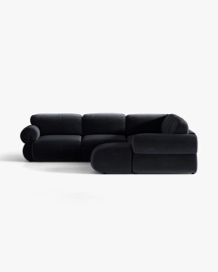COLTAR PANORAMIC MODULAR, OPHELIA, ALBASTRU ROYAL, PE STANGA, 370 CM, CU TAPITERIE DIN TEXTIL CATIFEA VENUS, MICADONI - Img 2