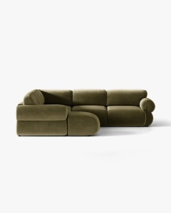 COLTAR PANORAMIC MODULAR, OPHELIA, VERDE, PE DREAPTA, 370 CM, CU TAPITERIE DIN TEXTIL CATIFEA VENUS, MICADONI - Img 2
