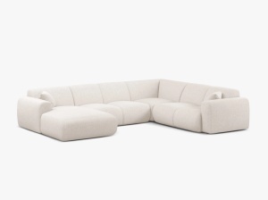 COLTAR PANORAMIC MOLINO, PE DREAPTA, BEJ DESCHIS, 326 CM, , CU TAPITERIE DIN TEXTIL CHENILLE EDEN, MICADONI