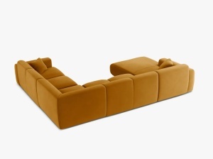 COLTAR PANORAMIC MOLINO, PE DREAPTA, GALBEN, 326 CM, , CU TAPITERIE DIN TEXTIL CATIFEA VELVET CASINO, MICADONI - Img 3