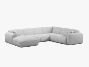 COLTAR PANORAMIC MOLINO, PE DREAPTA, GRI DESCHIS, 326 CM, , CU TAPITERIE DIN TEXTIL BOUCLE BALOO, MICADONI