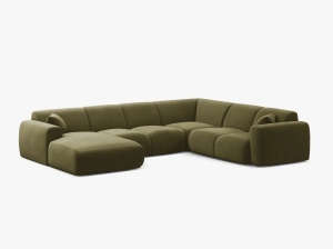 COLTAR PANORAMIC MOLINO, PE DREAPTA, VERDE DESCHIS, 326 CM, , CU TAPITERIE DIN TEXTIL CATIFEA VELVET CASINO, MICADONI
