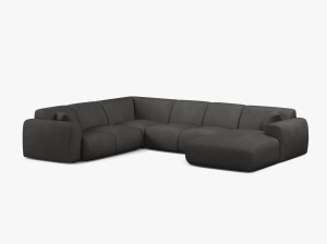 COLTAR PANORAMIC MOLINO, PE STANGA, GRI INCHIS, 326 CM, , CU TAPITERIE DIN TEXTIL CHENILLE REBEL, MICADONI