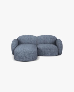 COLTAR PE DREAPTA, BLAIR, 194X 95, MELANJ ALBASTRU, CU TAPITERIE DIN TEXTIL STRUCTURAT BALTIMORE, MICADONI