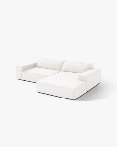 COLTAR PE DREAPTA, CU 3 LOCURI JODIE, 224X162 CM, ADANCIME SCAUN 62 CM, ALB, TAPITAT CU TAPITERIE DIN TEXTIL BOUCLE BALOO, MICADONI - Img 2