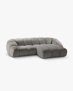 COLTAR PE DREAPTA DIANA, GRI DESCHIS, 294X182 CM, TAPITAT CU TAPITERIE DIN TEXTIL STRUCTURAT BUBBLE MICADONI - Img 2