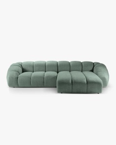 COLTAR PE DREAPTA DIANA, VERDE MENTA, 334X182 CM, TAPITAT CU TAPITERIE DIN TEXTIL STRUCTURAT BUBBLE, MICADONI