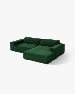 COLTAR PE DREAPTA JODIE, CU 3 LOCURI, 224X162 CM, ADANCIME SCAUN 62 CM, VERDE SMARALD, TAPITAT CU TAPITERIE DIN TEXTIL CATIFEA BLUVEL MICADONI - Img 2