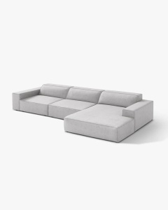 COLTAR PE DREAPTA JODIE, CU 4 LOCURI, 284X162 CM, ADANCIME SCAUN 62 CM, GRI DESCHIS, TAPITAT CU TAPITERIE DIN TEXTIL BOUCLE BALOO, MICADONI - Img 2
