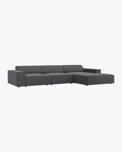 COLTAR PE DREAPTA JODIE, CU 4 LOCURI, 284X162 CM, ADANCIME SCAUN 62 CM, GRI INCHIS, TAPITAT CU TAPITERIE DIN TEXTIL STRUCTURAT MEGAN, MICADONI - Img 2