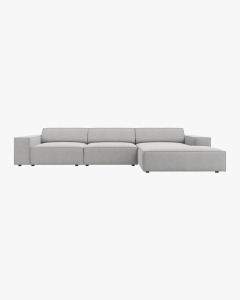 COLTAR PE DREAPTA JODIE, CU 4 LOCURI, 284X162 CM, ADANCIME SCAUN 62 CM, GRI DESCHIS, TAPITAT CU TAPITERIE DIN TEXTIL STRUCTURAT MEGAN, MICADONI