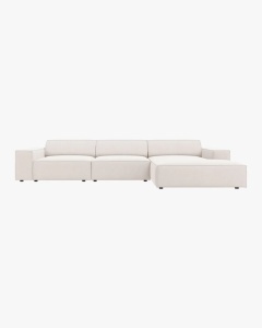 COLTAR PE DREAPTA JODIE, CU 4 LOCURI, 284X162 CM, ADANCIME SCAUN 62 CM, BEJ DESCHIS, TAPITAT CU TAPITERIE DIN TEXTIL STRUCTURAT MEGAN, MICADONI