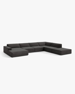 COLTAR PE DREAPTA JODIE, CU 7 LOCURI, 361X258 CM, ADANCIME SCAUN 62 CM, GRI, TAPITAT CU TAPITERIE DIN TEXTIL CATIFEA VENUS, MICADONI - Img 2