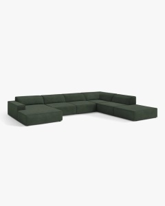 COLTAR PE DREAPTA JODIE, CU 7 LOCURI, 361X258 CM, ADANCIME SCAUN 62 CM, VERDE MUSCHI, TAPITAT CU TAPITERIE DIN TEXTIL STRUCTURAT LIBERTY, MICADONI - Img 2