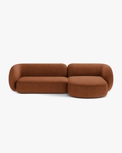 COLTAR PE DREAPTA KATE, CARAMIZIU, 285X176 CM, TAPITAT CU TAPITERIE DIN TEXTIL BOUCLE BALOO, MICADONI