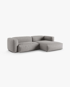 COLTAR PE DREAPTA MARTINA, 180X176 CM, ADANCIME SCAUN 90 CM, GRI DESCHIS, TAPITAT CU TAPITERIE DIN TEXTIL STRUCTURAT BOSTON, MICADONI - Img 2