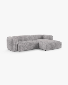 COLTAR PE DREAPTA MARTINA, 180X176 CM, ADANCIME SCAUN 90 CM, GRI DESCHIS, TAPITAT CU TAPITERIE DIN TEXTIL CORDOI TILIA, MICADONI - Img 2