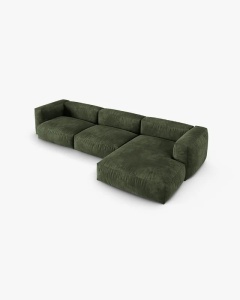 COLTAR PE DREAPTA MARTINA, 330X176 CM, ADANCIME SCAUN 90 CM, VERDE, TAPITAT CU TAPITERIE DIN TEXTIL CATIFEA VOGUE, MICADONI - Img 3