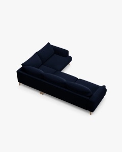 COLTAR PE DREAPTA, NAOMI, ALBASTRU ROYAL, 280X195 CM, TAPITAT CU TAPITERIE DIN TEXTIL CATIFEA SALVADOR, MICADONI - Img 2