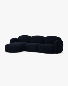 COLTAR PE STANGA, BLAIR, 274X 95, ALBASTRU ROYAL, CU TAPITERIE DIN TEXTIL CATIFEA CASINO, MICADONI - Img 3