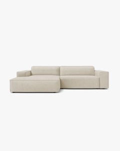 COLTAR PE STANGA, CU 3 LOCURI JODIE, 224X162 CM, ADANCIME SCAUN 62 CM, BEJ, TAPITAT CU TAPITERIE DIN TEXTIL BOUCLE BALOO, MICADONI