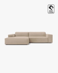 COLTAR PE STANGA, CU 3 LOCURI JODIE, 224X162 CM, ADANCIME SCAUN 62 CM, BEJ, TAPITAT CU TAPITERIE DIN TEXTIL CATIFEA VENUS, MICADONI