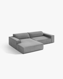 COLTAR PE STANGA, CU 3 LOCURI JODIE, 224X162 CM, ADANCIME SCAUN 62 CM, GRI DESCHIS, TAPITAT CU TAPITERIE DIN TEXTIL CATIFEA VENUS, MICADONI - Img 2