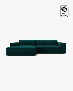 COLTAR PE STANGA, CU 3 LOCURI JODIE, 224X162 CM, ADANCIME SCAUN 62 CM, PETROL INTENS,, TAPITAT CU TAPITERIE DIN TEXTIL CATIFEA VENUS, MICADONI