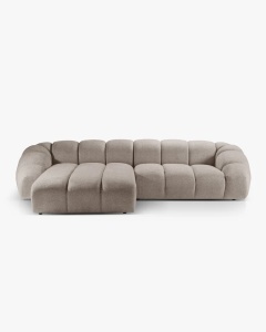 COLTAR PE STANGA DIANA, BEJ INCHIS, 334X182 CM, TAPITAT CU TAPITERIE DIN TEXTIL STRUCTURAT BUBBLE, MICADONI