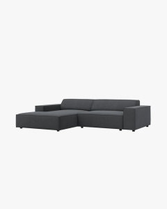 COLTAR PE STANGA JODIE, CU 3 LOCURI, 224X162 CM, ADANCIME SCAUN 62 CM, GRI INCHIS, TAPITAT CU TAPITERIE DIN TEXTIL STRUCTURAT MEGAN, MICADONI - Img 2