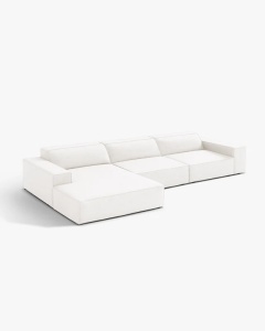 COLTAR PE STANGA JODIE, CU 4 LOCURI, 284X162 CM, ADANCIME SCAUN 62 CM, ALB, TAPITAT CU TAPITERIE DIN TEXTIL BOUCLE BALOO, MICADONI - Img 2