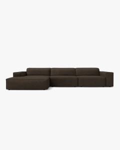COLTAR PE STANGA JODIE, CU 4 LOCURI, 284X162 CM, ADANCIME SCAUN 62 CM, MARO, TAPITAT CU TAPITERIE DIN TEXTIL BOUCLE BALOO, MICADONI