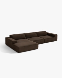 COLTAR PE STANGA JODIE, CU 4 LOCURI, 284X162 CM, ADANCIME SCAUN 62 CM, MARO INCHIS, TAPITAT CU TAPITERIE DIN TEXTIL CATIFEA BLUVEL, MICADONI - Img 2